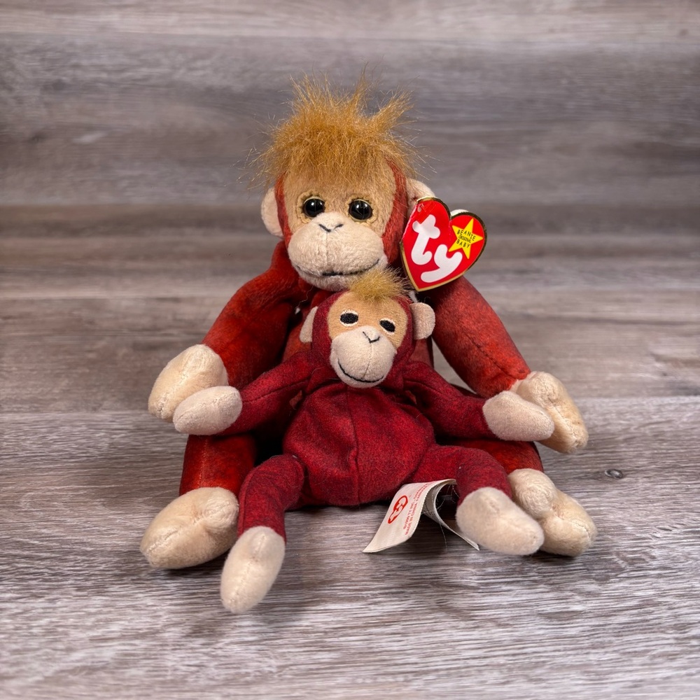 TY Schweetheart Orangutan Set of 2 Beanie Babies Original Collection Vintage
